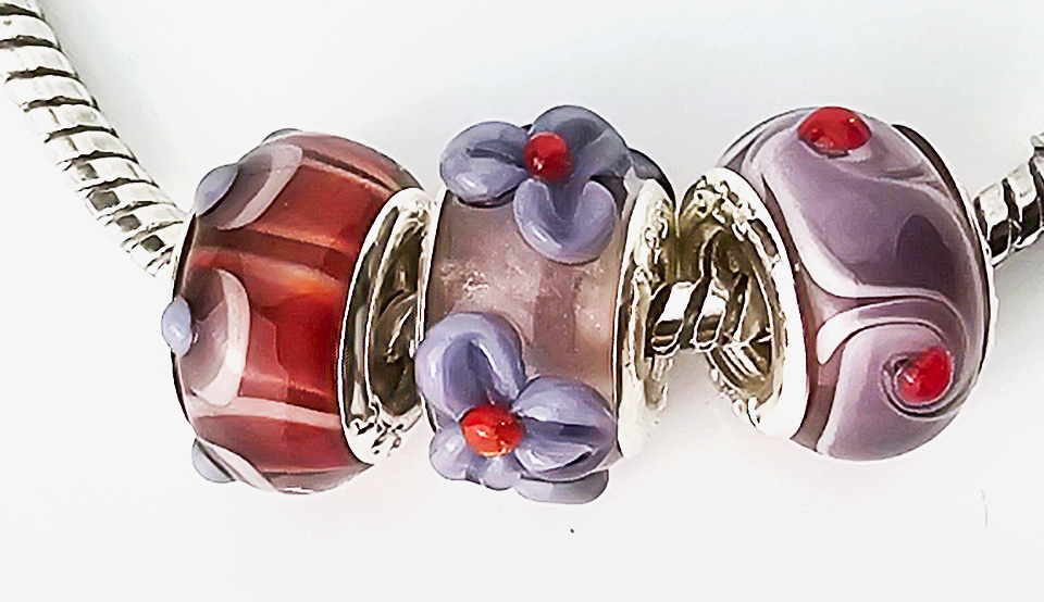 3er Set rot-lavendel