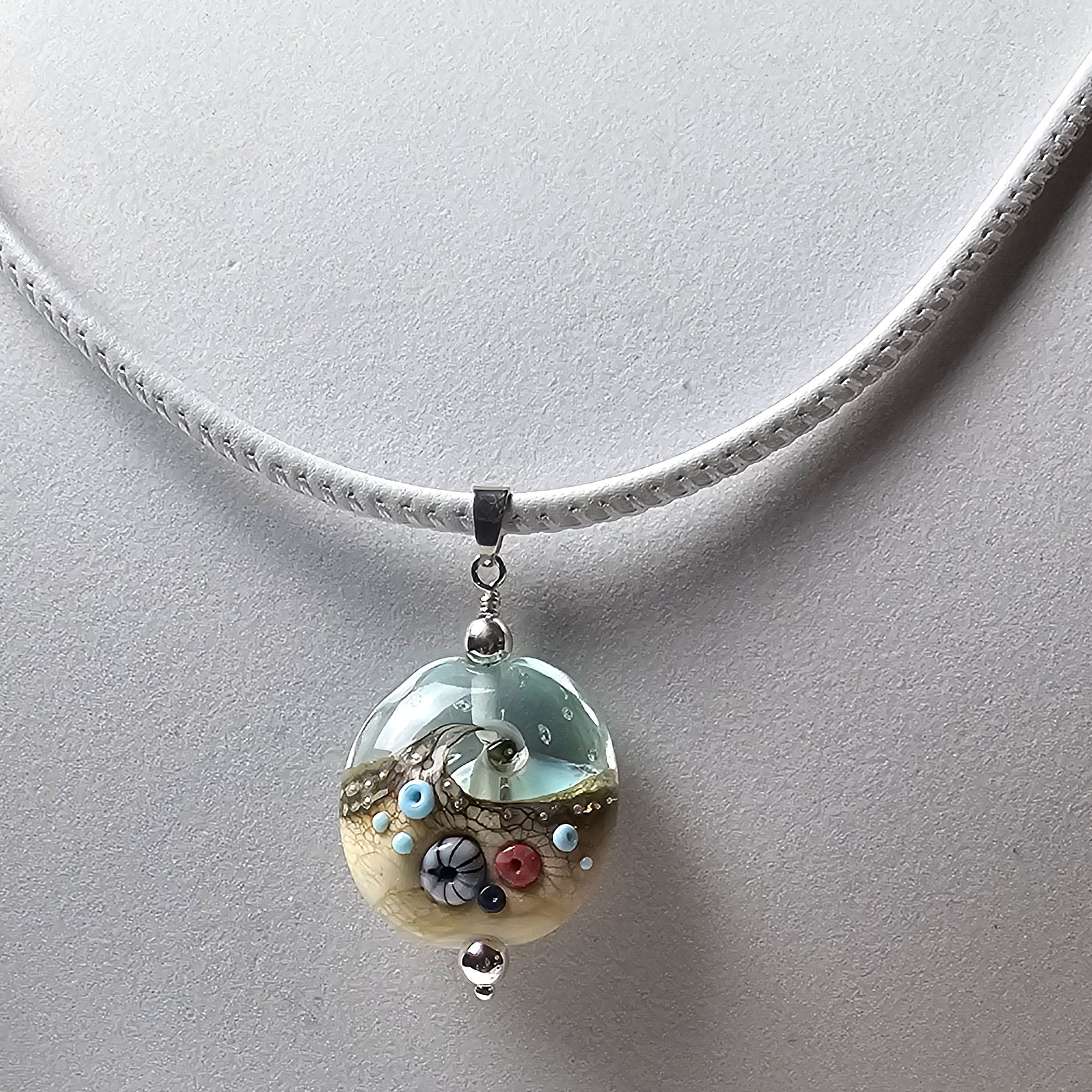 Nappaledercollier Strandperle