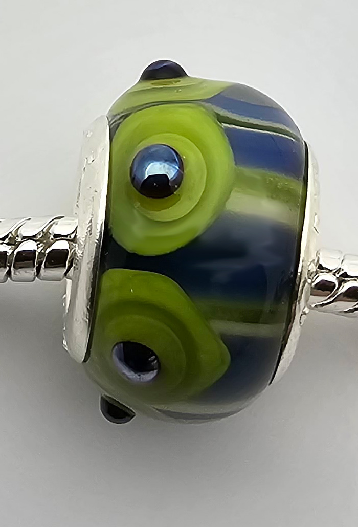 Modulperle grasgrün-tanzanitblau