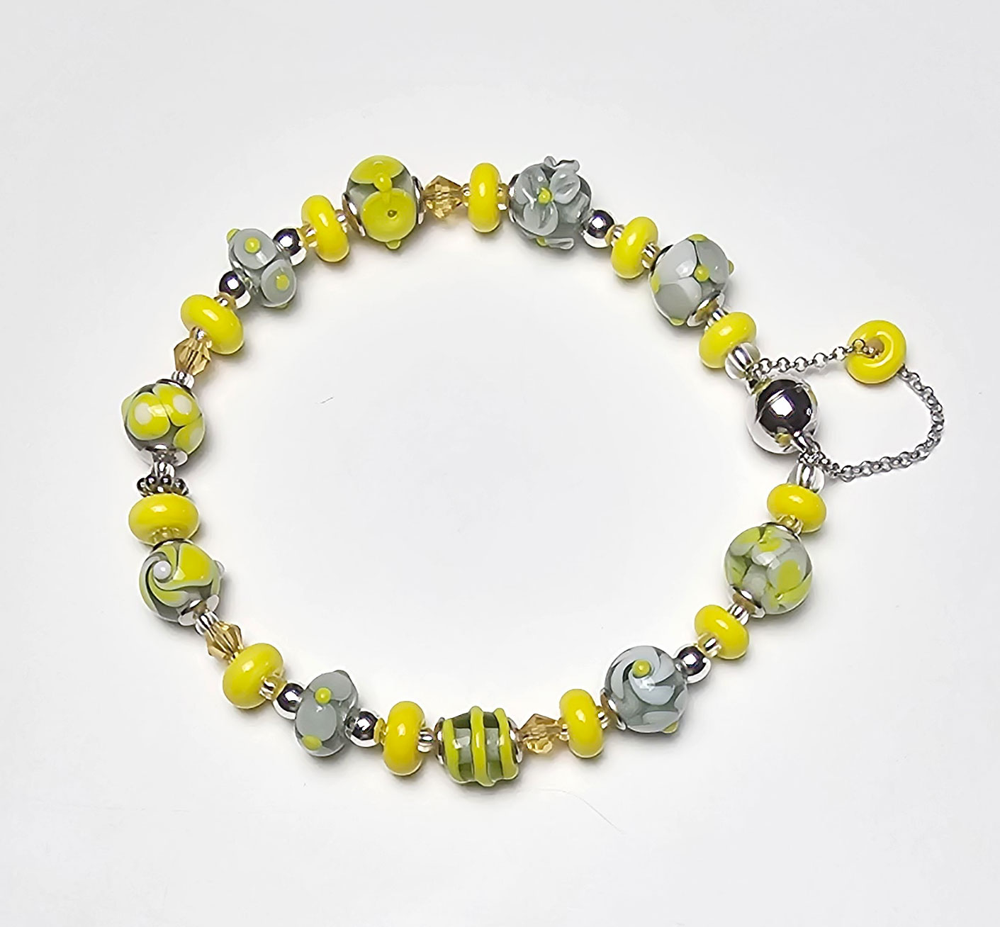 Armband silbergrau-zitronengelb