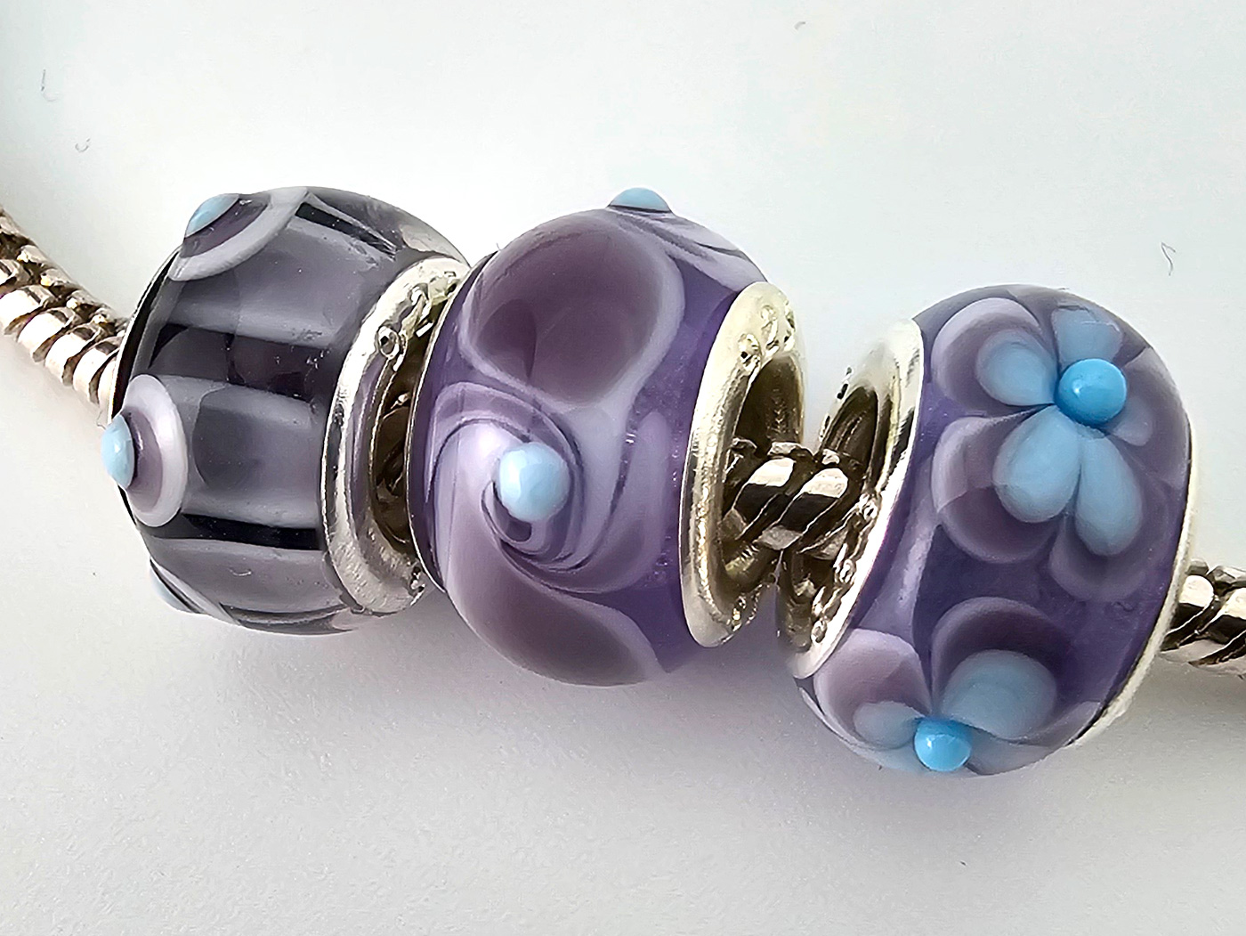 3er Set lavendel-himmelblau
