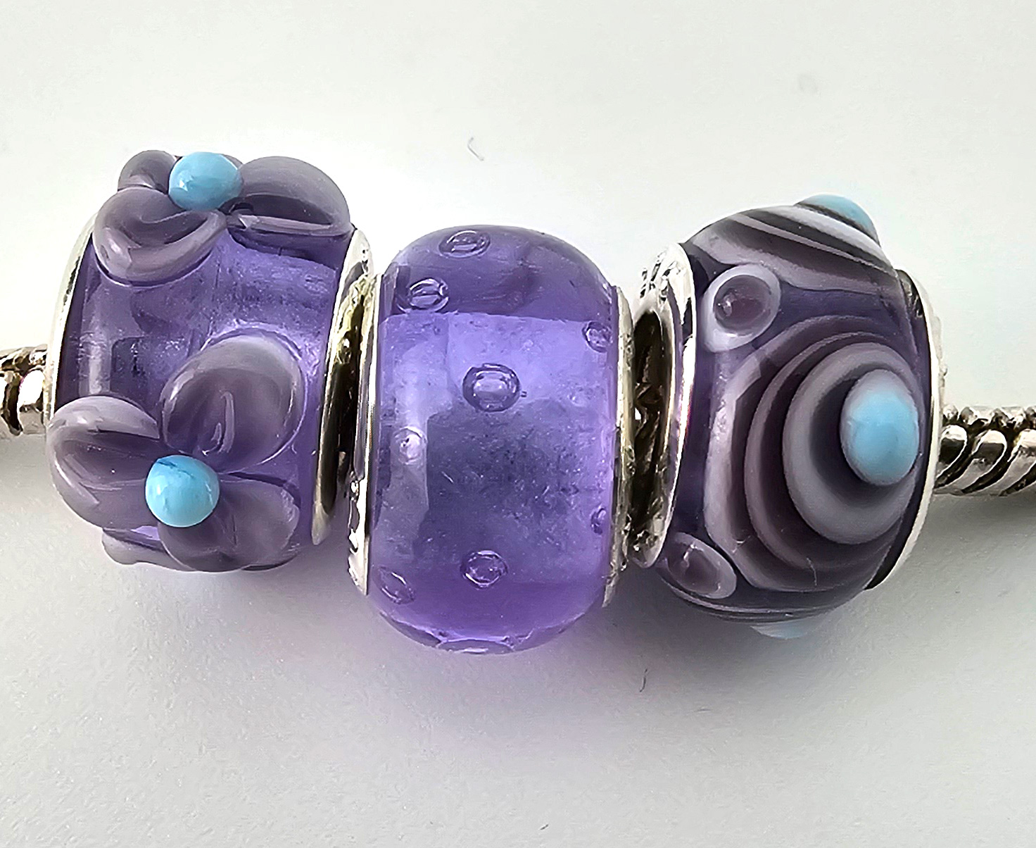 3er Set lavendel-himmelblau