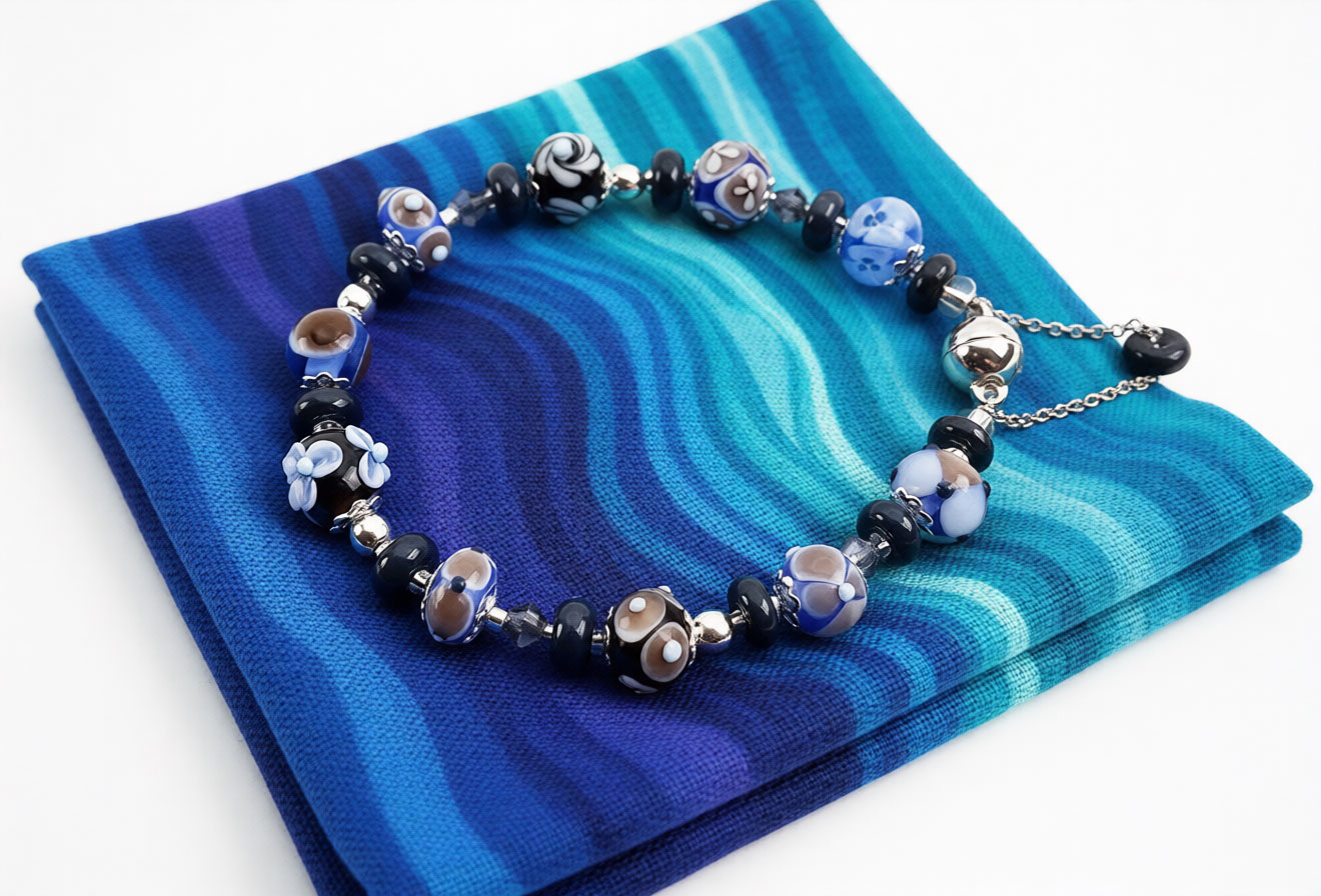 Armband Sinfonie in Preußischblau-Olivbraun