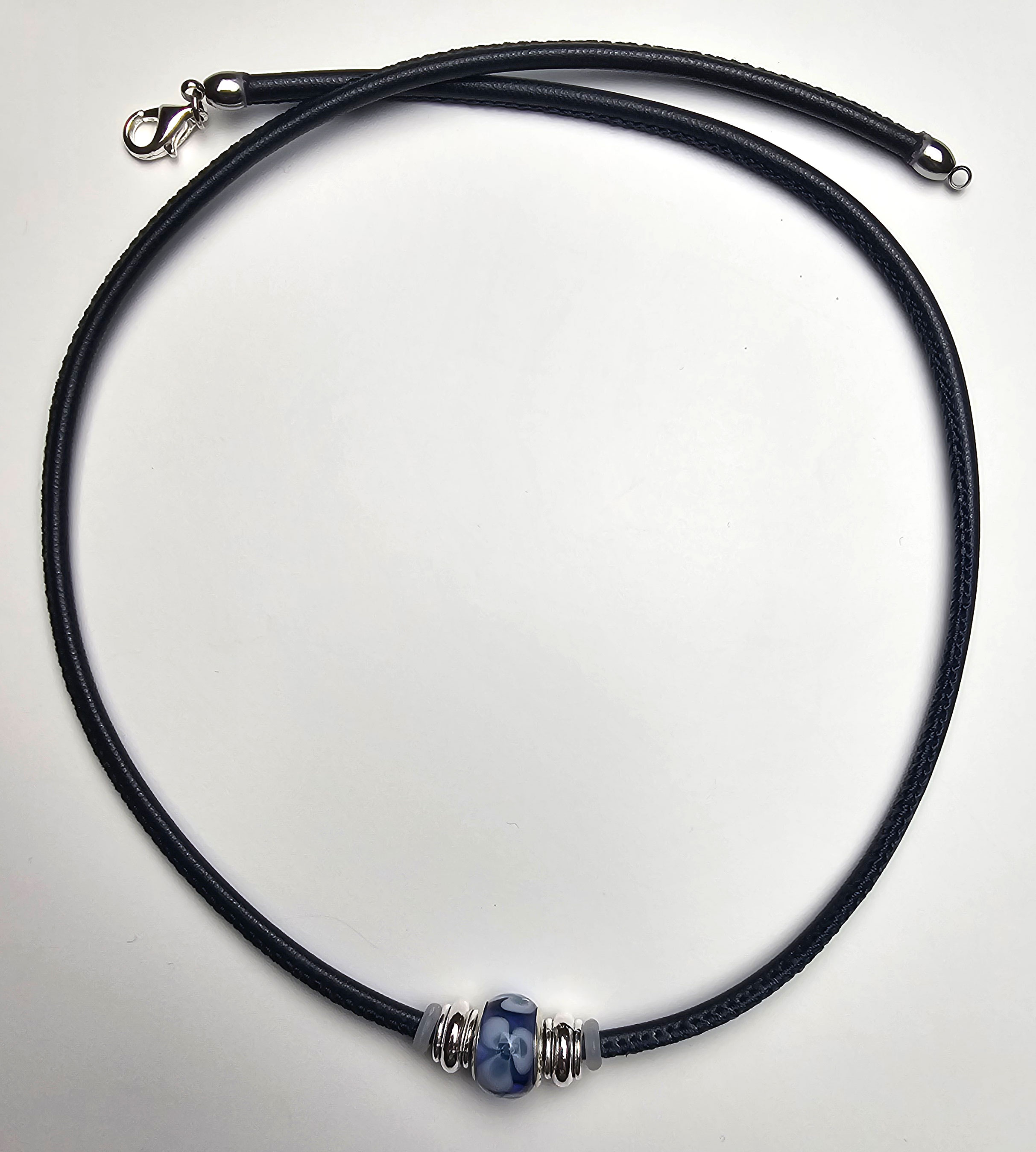 Nappaledercollier marineblau