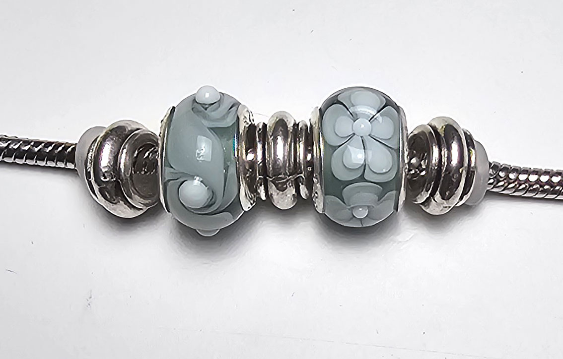 2er Set silbergrau-weiß