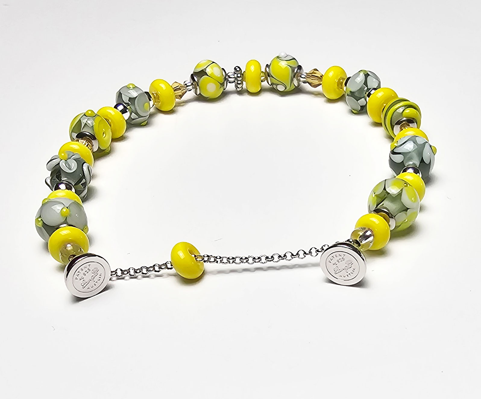 Armband silbergrau-zitronengelb
