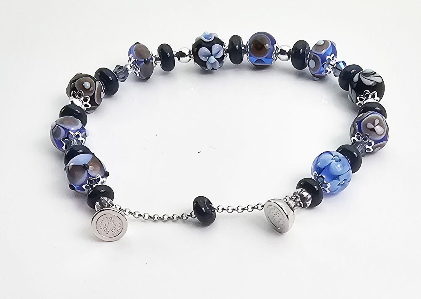 Armband Sinfonie in Preußischblau-Olivbraun