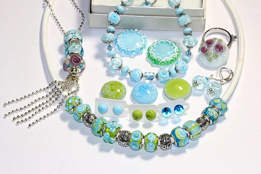 Farbharmonie Unikatschmuck aqua-apfelgrün